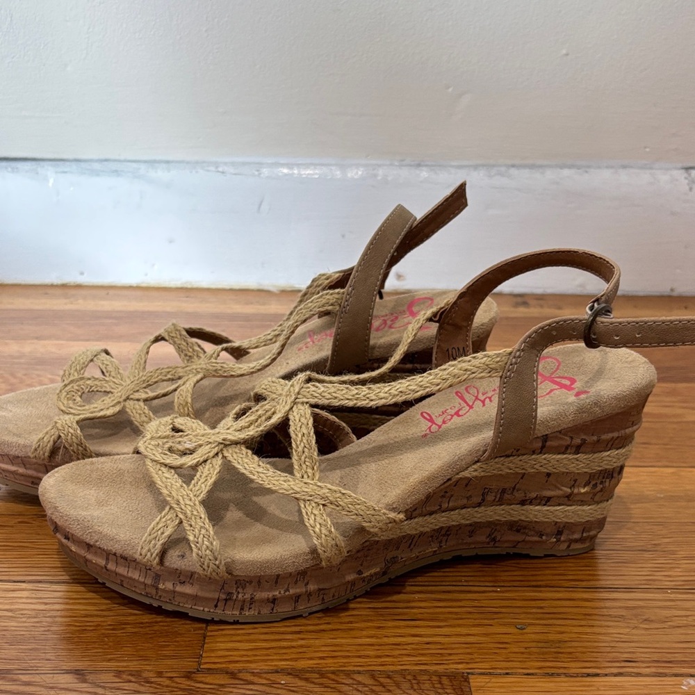 Jellypop Tan Braided Wedge Sandals (Memory Form)